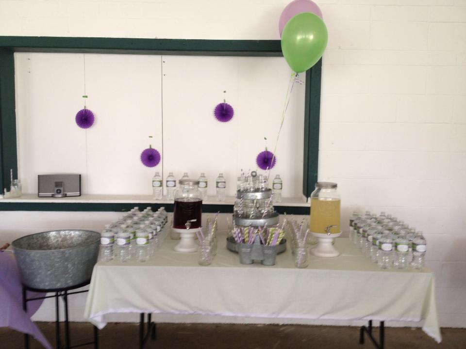 green and purple baby shower